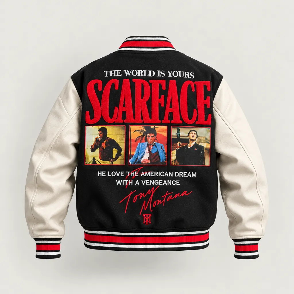 Chaqueta varsity Scarface_ El mundo es tuyo.webp