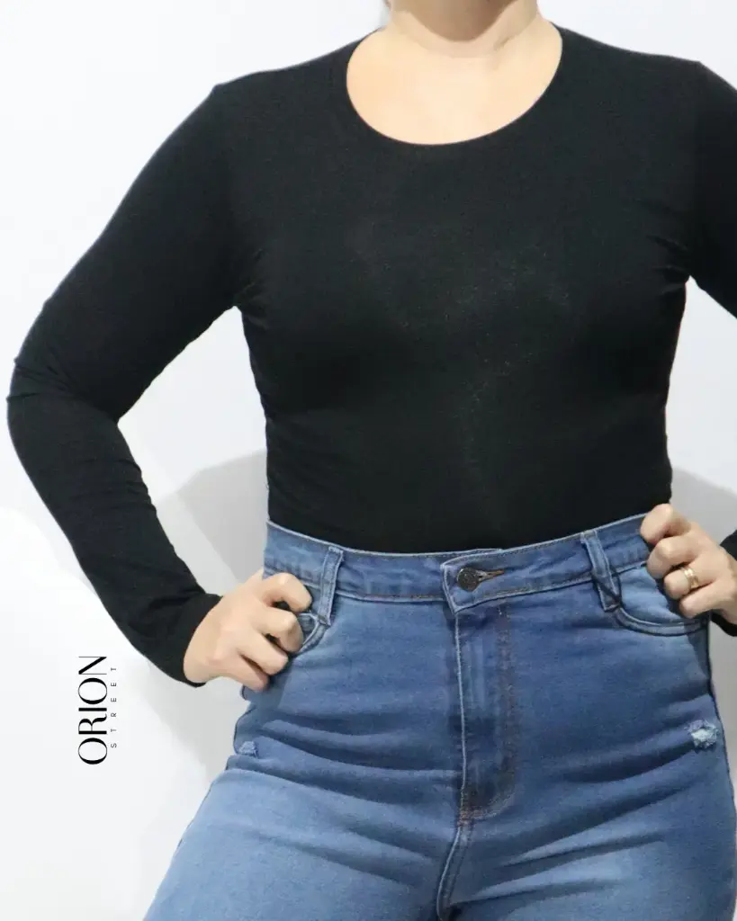 BLUSA  DAMA MANGA LARGA T13740 (S, NEGRO)